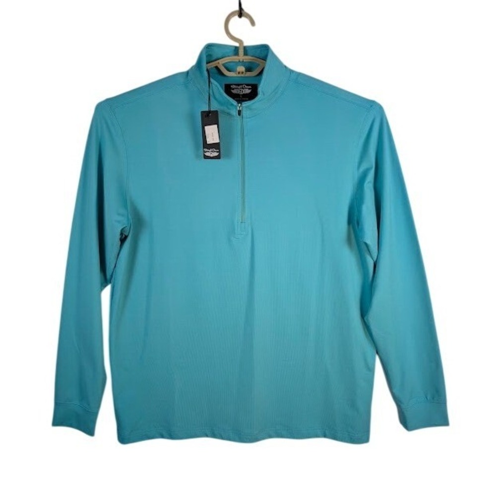 Straight Down Quarter Zip Pullover Mens L Turquoise Blue Golf Performance NEW